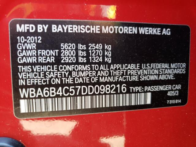 WBA6B4C57DD098216 - 2013 BMW 650 XI RED photo 12