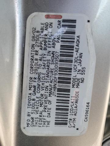 JTHBN30F930093507 - 2003 LEXUS LS 430 SILVER photo 13