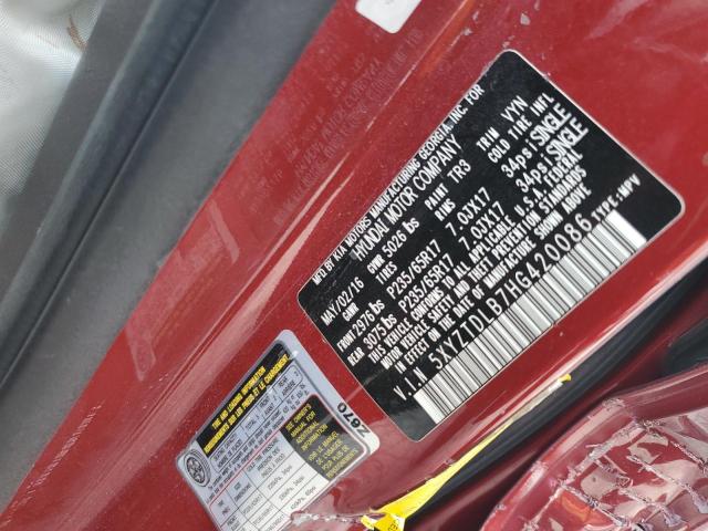 5XYZTDLB7HG420086 - 2017 HYUNDAI SANTA FE S BURGUNDY photo 13