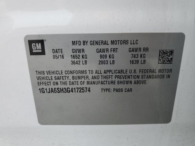 1G1JA6SH3G4172574 - 2016 CHEVROLET SONIC LS WHITE photo 14