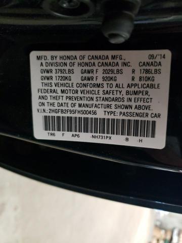 2HGFB2F95FH500456 - 2015 HONDA CIVIC EXL შავი ფოტო 12