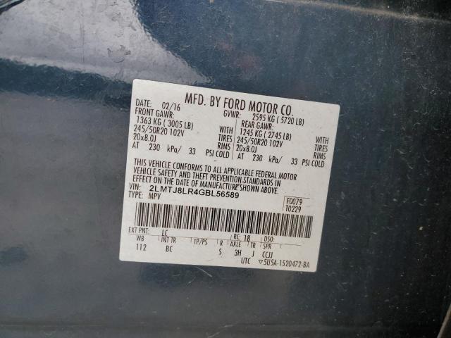 2LMTJ8LR4GBL56589 - 2016 LINCOLN MKX RESERVE 蓝色 照片 14