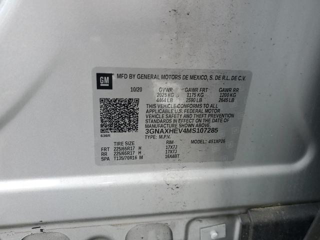 3GNAXHEV4MS107285 - 2021 CHEVROLET EQUINOX LS GRAY photo 13