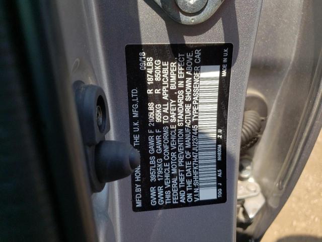 SHHFK7H47JU237445 - 2018 HONDA CIVIC SPORT 灰色 照片 12