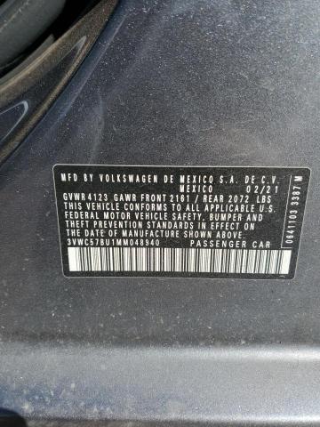 3VWC57BU1MM048940 - 2021 VOLKSWAGEN JETTA S GRAY photo 13