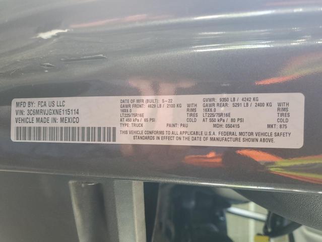 3C6MRVJGXNE115114 - 2022 RAM PROMASTER 3500 HIGH გრაფიტი ფოტო 13