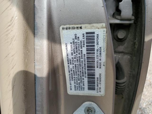 2T1BR12E2WC002196 - 1998 TOYOTA COROLLA VE GOLD photo 12