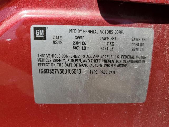 1G6DS57V580185848 - 2008 CADILLAC CTS HI FEATURE V6 RED photo 12