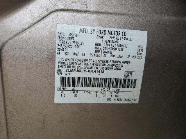 2LMPJ6LR5JBL41418 - 2018 LINCOLN MKX RESERVE Թուխ լուսանկար 13