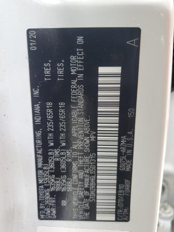 5TDHZRBH6LS501315 - 2020 TOYOTA HIGHLANDER XLE WHITE photo 13