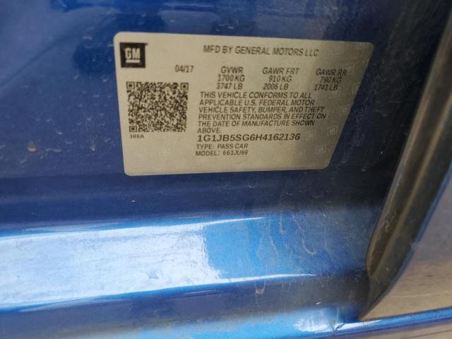 1G1JB5SG6H4162136 - 2017 CHEVROLET SONIC LS 蓝色 照片 12