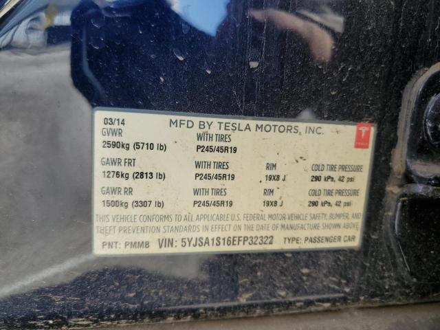 5YJSA1S16EFP32322 - 2014 TESLA MODEL S BLUE photo 12