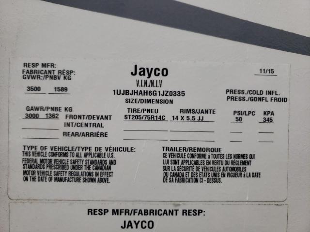 1UJBJHAH6G1JZ0335 - 2016 JAYCO JAYFEATHER TWO TONE photo 10