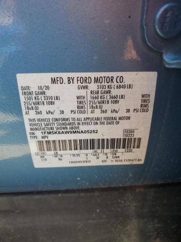 1FM5K8AW9MNA05252 - 2021 FORD EXPLORER POLICE INTERCEPTOR BLUE photo 13