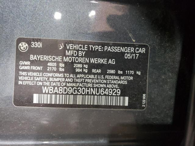 WBA8D9G30HNU64929 - 2017 BMW 330 XI GRAY photo 13