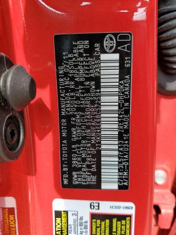 2T1KU4EE6BC572594 - 2011 TOYOTA MATRIX 红色 照片 13