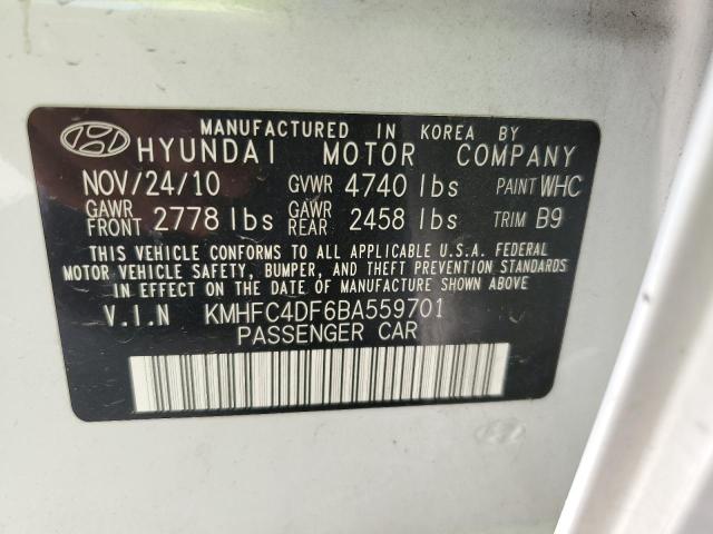 KMHFC4DF6BA559701 - 2011 HYUNDAI AZERA GLS WHITE photo 12