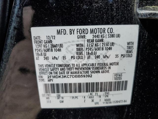 2FMDK3KC7DBB59392 - 2013 FORD EDGE LIMITED CHARCOAL photo 13