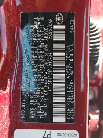 4T1BF1FK1FU915734 - 2015 TOYOTA CAMRY LE MAROON photo 13