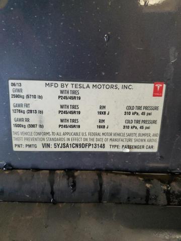 5YJSA1CN9DFP13148 - 2013 TESLA MODEL S GRAY photo 12