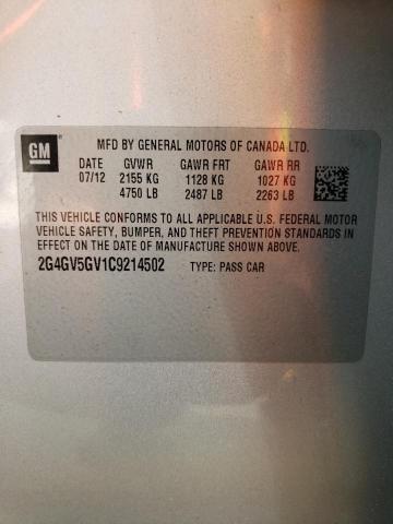 2G4GV5GV1C9214502 - 2012 BUICK REGAL GS Күміс фото 10