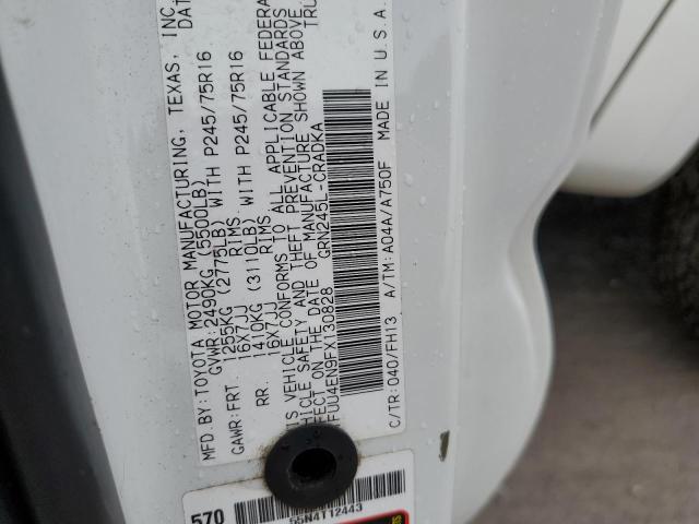 5TFUU4EN9FX130828 - 2015 TOYOTA TACOMA ACCESS CAB თეთრი ფოტო 12