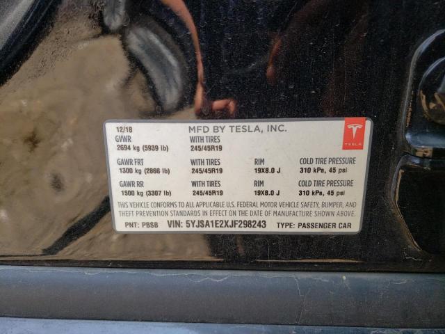 5YJSA1E2XJF298243 - 2018 TESLA MODEL S Սև լուսանկար 12