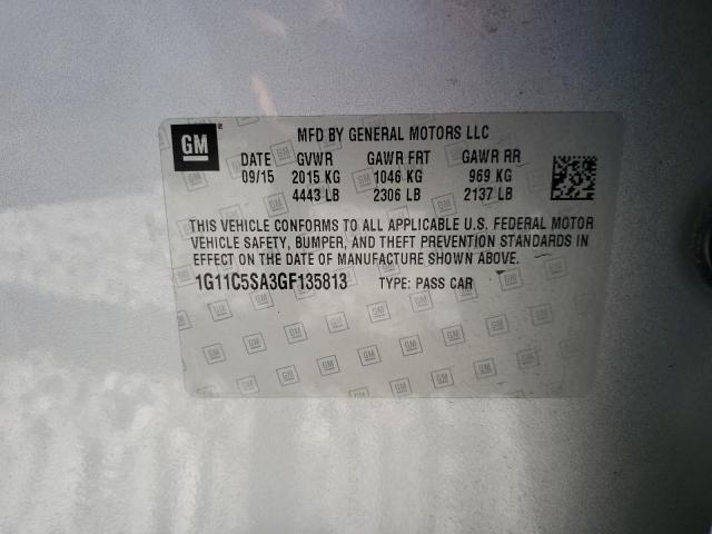1G11C5SA3GF135813 - 2016 CHEVROLET MALIBU LIM LT 灰色 照片 12