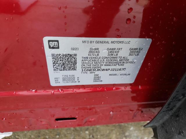 1GNERJKW4PJ211670 - 2023 CHEVROLET TRAVERSE RS RED photo 14