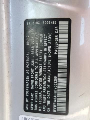 WVWFW8AH8DV003250 - 2013 VOLKSWAGEN EOS LUX 银色 照片 13