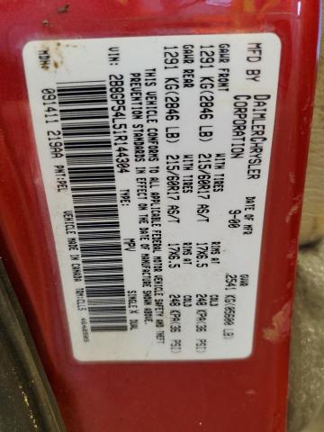 2B8GP54L51R144304 - 2001 DODGE GRAND CARA ES RED photo 14