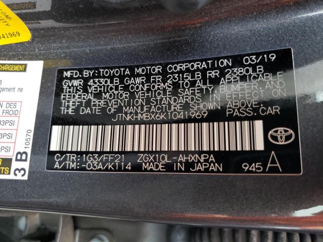 JTNKHMBX6K1041969 - 2019 TOYOTA C-HR XLE GRAY photo 12