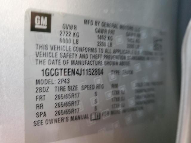 1GCGTEEN4J1152804 - 2018 CHEVROLET COLORADO ZR2 SILVER photo 12