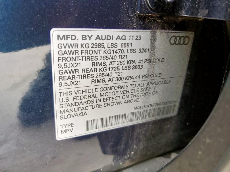 WA1VXBF75RD007219 - 2024 AUDI Q7 PRESTIGE BLUE photo 14