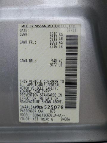 1N4AL3AP9DN525078 - 2013 NISSAN ALTIMA 2.5 SILVER photo 12