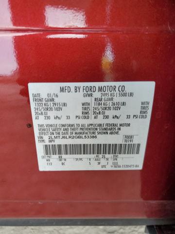 2LMTJ6LR2GBL53386 - 2016 LINCOLN MKX RESERVE ბურგუნდია ფოტო 13