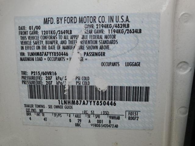 1LNHM87A7YY850446 - 2000 LINCOLN LS 白色 照片 12