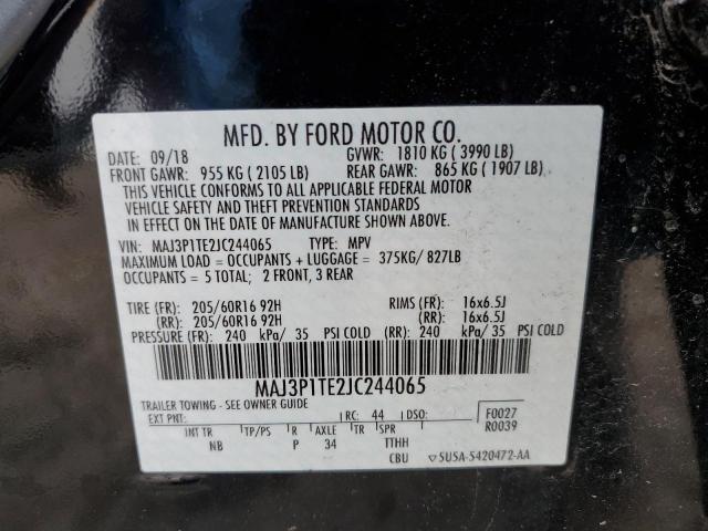MAJ3P1TE2JC244065 - 2018 FORD ECOSPORT SE Negro foto 13