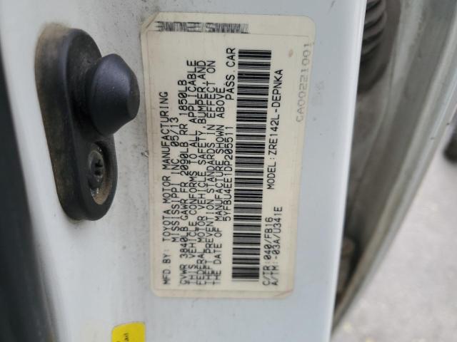 5YFBU4EE1DP205511 - 2013 TOYOTA COROLLA BASE Սպիտակ լուսանկար 12