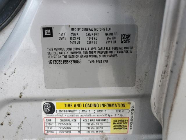 1G1ZC5E15BF376036 - 2011 CHEVROLET MALIBU 1LT ვერცხლისფერი ფოტო 12