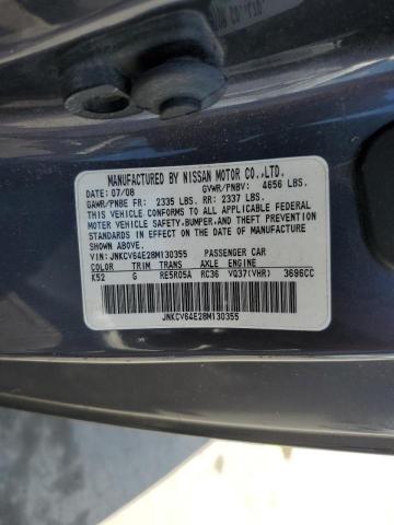 JNKCV64E28M130355 - 2008 INFINITI G37 BASE GRAY photo 10