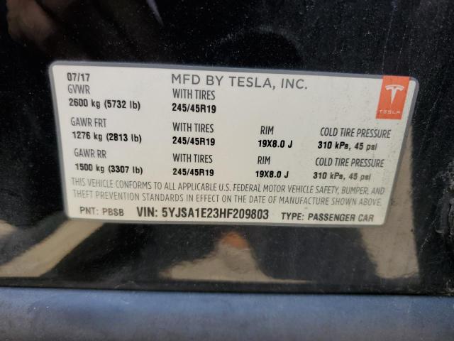 5YJSA1E23HF209803 - 2017 TESLA MODEL S 黑色 照片 13