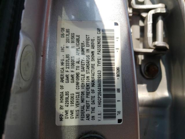 1HGCP26449A009243 - 2009 HONDA ACCORD LXP SILVER photo 12