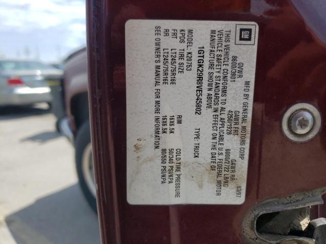 1GTGK29R8VE545802 - 1997 GMC SIERRA K2500 BURGUNDY photo 12