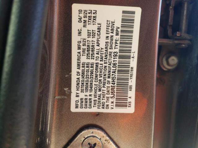 5J6RE4H57AL061193 - 2010 HONDA CR-V EX GRAY photo 12