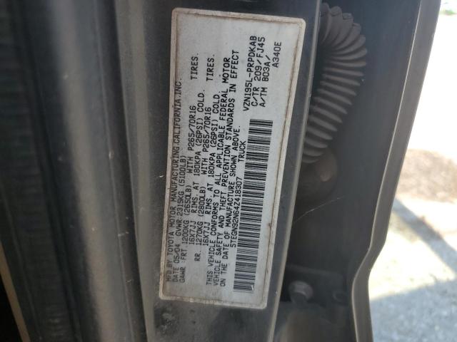 5TEGN92N64Z418307 - 2004 TOYOTA TACOMA DOUBLE CAB PRERUNNER BLACK photo 12