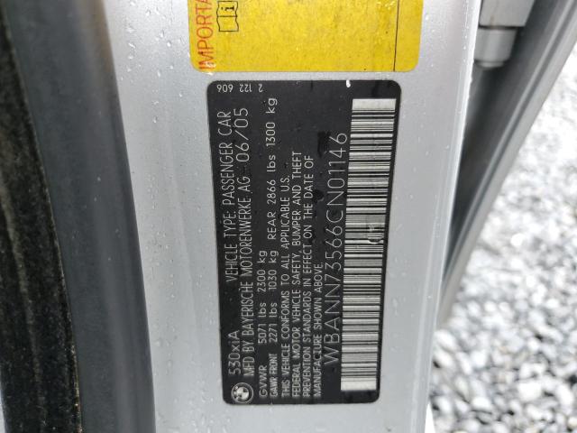 WBANN73566CN01146 - 2006 BMW 530 XIT SILVER photo 12