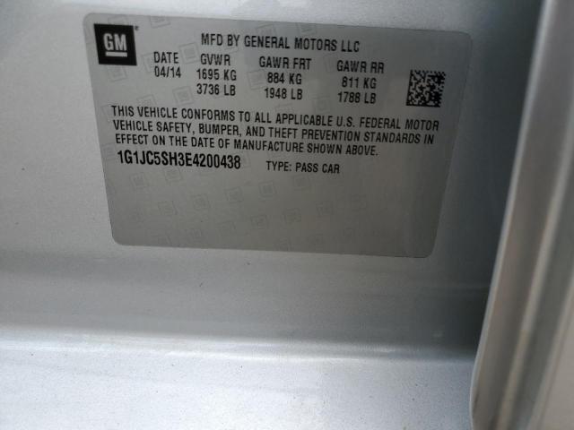 1G1JC5SH3E4200438 - 2014 CHEVROLET SONIC LT GRAY photo 12