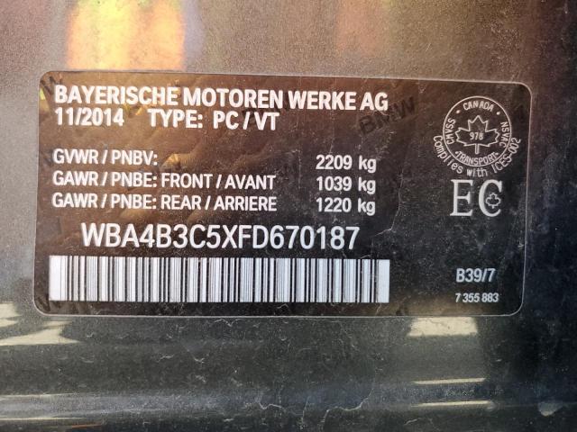 WBA4B3C5XFD670187 - 2015 BMW 435 XI GRAN COUPE SILVER photo 12
