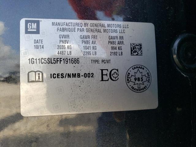 1G11C5SL5FF191686 - 2015 CHEVROLET MALIBU 1LT BLACK photo 12